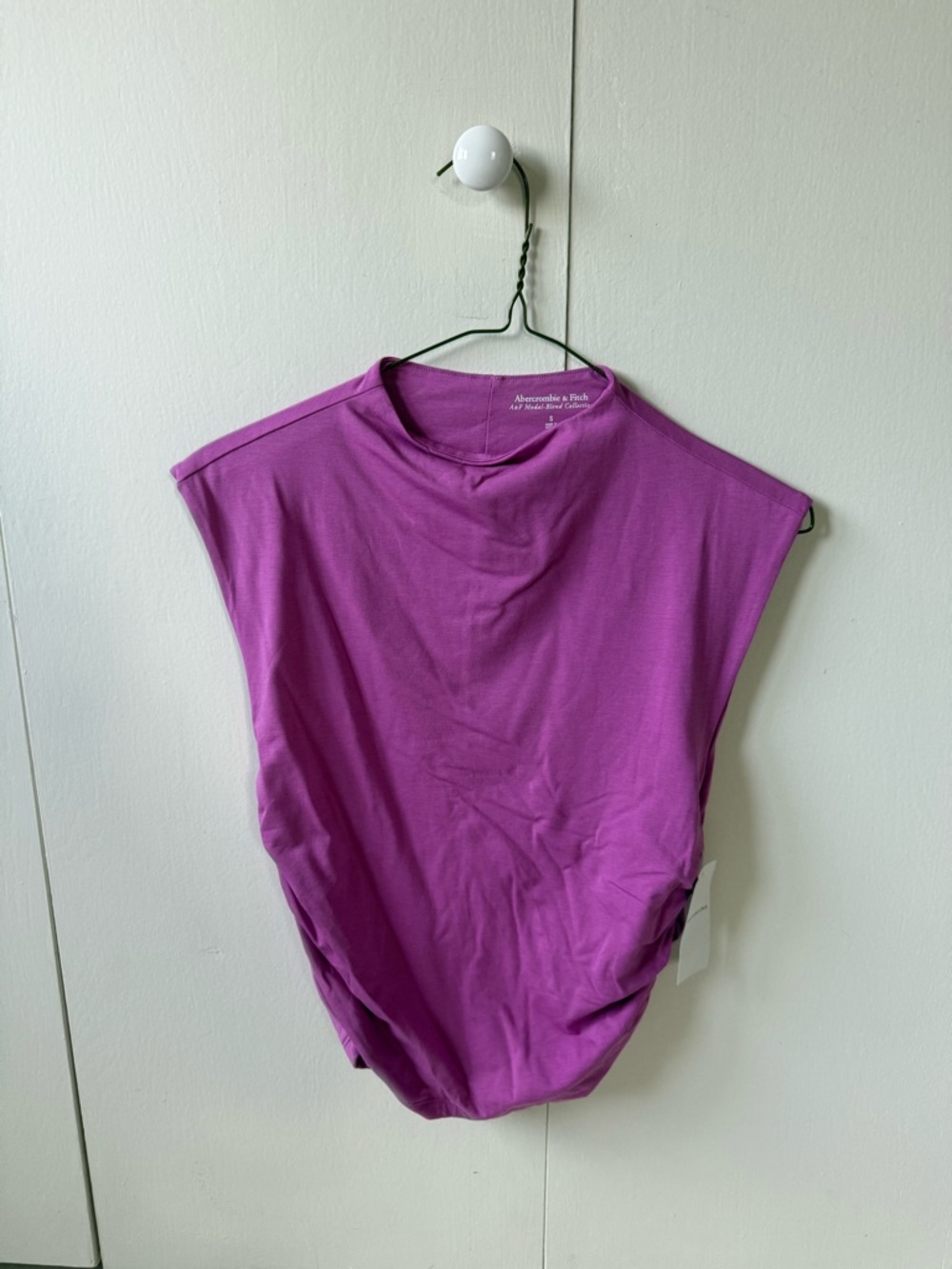 Abercrombie & Fitch Bright Purple Mock-neck Sleeveless Tee